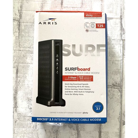EUC Arris Surfboard Docsis 3.1 Internet and Voice Cable Modem T25 - Picture 1 of 4